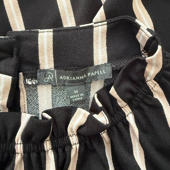 Adrianna Papell Black and Pink Striped Short Sleeve Blouse Excellent Condition - Picture 3 of 5